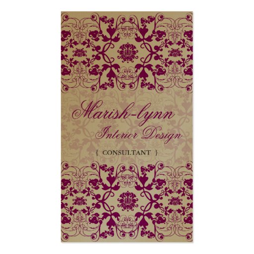 Damask Swirls Lace Orchid Custom Profile Card / Business Cards (front side)