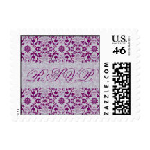 Damask Swirls Lace Orchid RSVP Wedding Postage