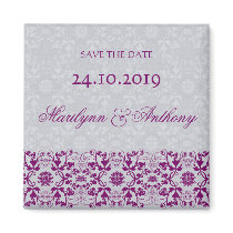 Damask Swirls Lace Orchid Save The Date Magnet