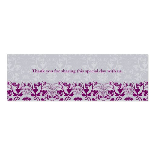 Damask Swirls Lace Orchid Thank You Gift Tag Business Card Template (back side)