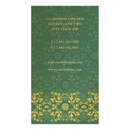 Damask Swirls Lace Peacock Custom Profile Card Business Card Templates (back side)