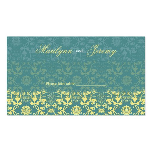 Damask Swirls Lace Peacock Custom Table/Place Card Business Card (front side)