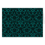 Damask Teal Black Card