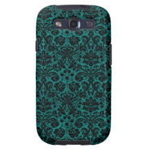 Damask Teal Black Samsung Galaxy S3 Case