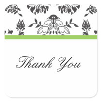 Damask Thank You Envelope Seal Square Stickers