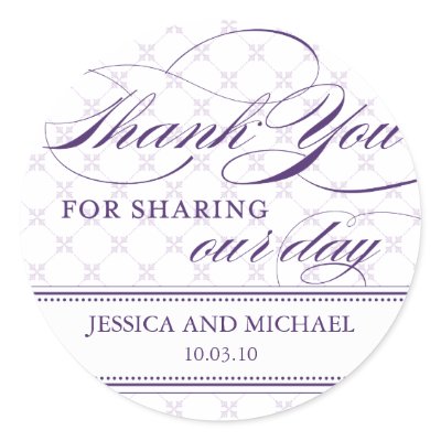 Damask Thank You Sticker- Customize it!