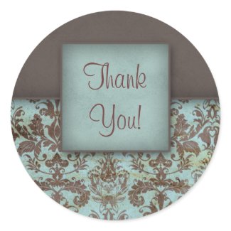 Damask Thank You Stickers sticker