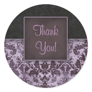 Damask Thank You Stickers Purple sticker