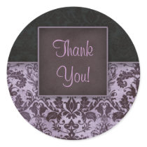 Damask Thank You Stickers Purple