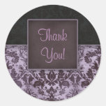 Damask Thank You Stickers Purple