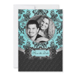 Damask Tiffany Blue Photo Save the Date Cards Custom Invitations