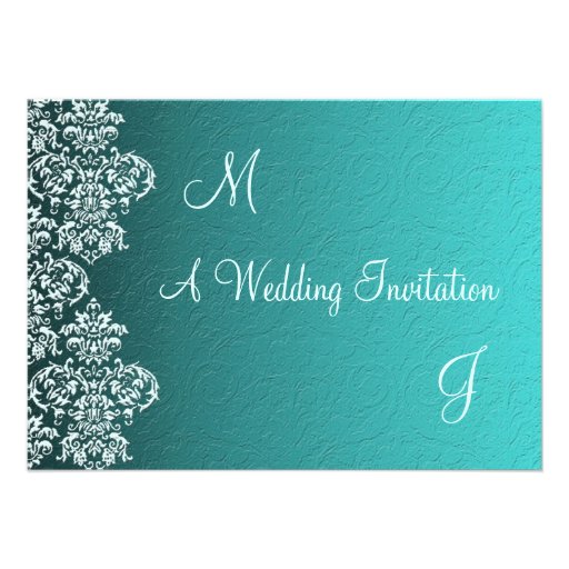 Damask Turquoise Wedding Invitation