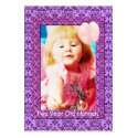Damask Two Year Old Girls Birthday Photo Cards business cards by samack Damask Two Year Old Girls Birthday Photo Cards business cards