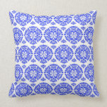 Damask vintage blue & white girly floral pattern pillow