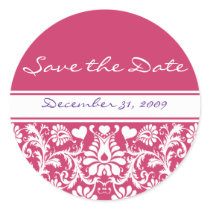 Damask Vintage Floral Wedding Matching Favors Round Sticker