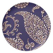 Damask vintage paisley girly floral chic pattern dinner plate