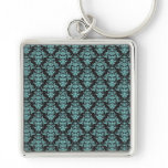 Damask vintage wallpaper chandelier pattern key chain