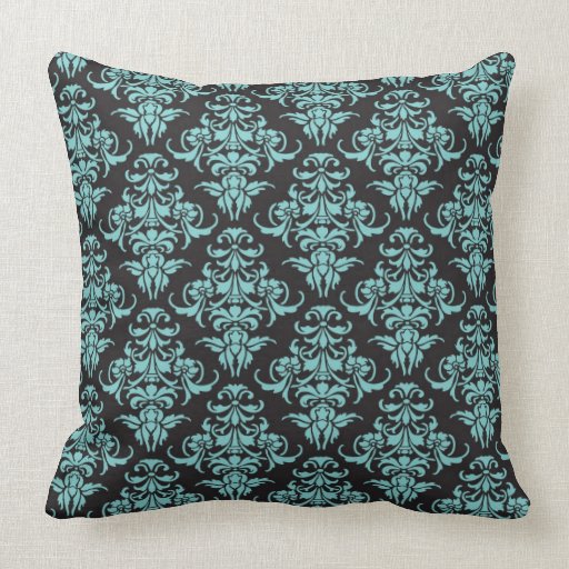 Damask vintage wallpaper tiffany blue girly chic pillows