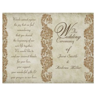 Damask vintage Wedding Program Custom Flyer