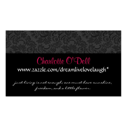 damask; website marketing business cards (front side)