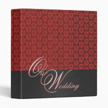 Damask wedding black red binder