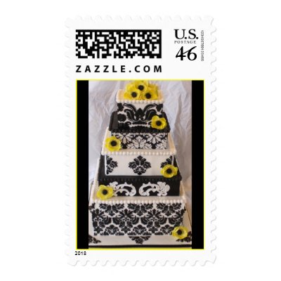 Damask Wedding Cake Postage Stamps by aggiebutterfly