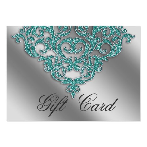 Damask Wedding Gift Registration Card Teal Blue Business Card Template (front side)
