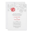 Damask Wedding Inviations Red And Gray zazzle_invitation