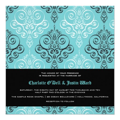 damask; wedding invitation