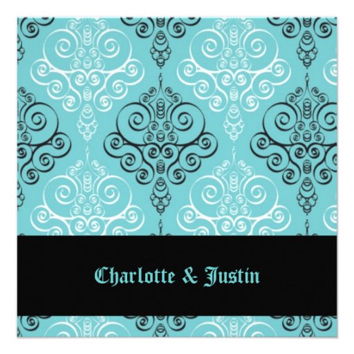 damask; wedding invitation