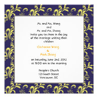 damask wedding invitation, from parents