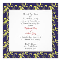 damask wedding invitation, from parents