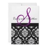 Damask Wedding Invitation Purple Monogram