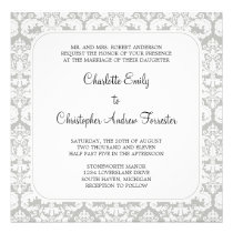 Damask Wedding Invitation Silver Cloud invitations
