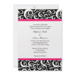 Damask Wedding Invitation with Hot Pink