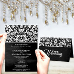 Damask Wedding Invitation - -Yellow Bow
