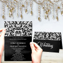 Damask Wedding Invitation - -Yellow Bow cards by samack Damask Wedding Invitation - -Yellow Bow cards