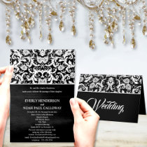 Damask Wedding Invitation - -Yellow Bow cards