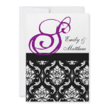 Damask Wedding Invitations Purple Monograms