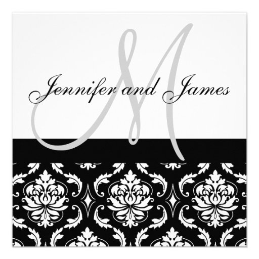 Damask Wedding Invitations with Monogram Names