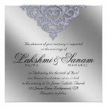 Damask Wedding Invite Sparkle Silver Lace