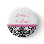 Damask Wedding Party Button