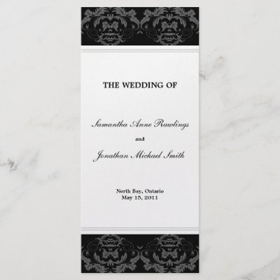  Wedding Programs on Damask Wedding Program  Black   White Wedding Custom Rack Card From