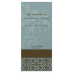 Damask Wedding Program- Turquoise Blue & Brown rack cards