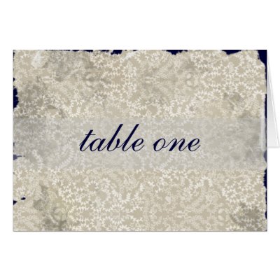Damask Wedding Reception Table Cards Navy Blue by noteworthy