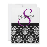 Damask Wedding RSVP Cards Purple invitations