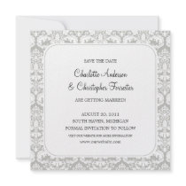 Damask Wedding Save the Date Cards Silver Cloud invitations