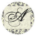 Damask wedding seals stickers