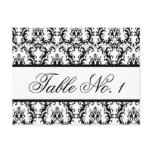Damask Wedding Table Number Card White Black Postcard