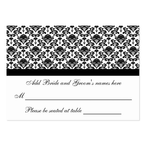 Damask White And Black Formal Seating Place Card Business Card Templates